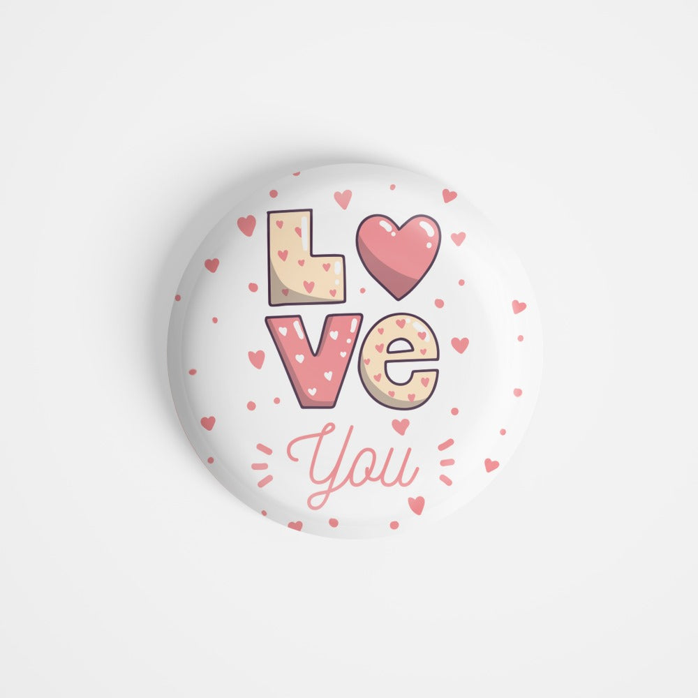 dhcrafts Round Fridge Magnet Pink valentine's day Love You Glossy Finish Design Pack of 1 (58 mm)